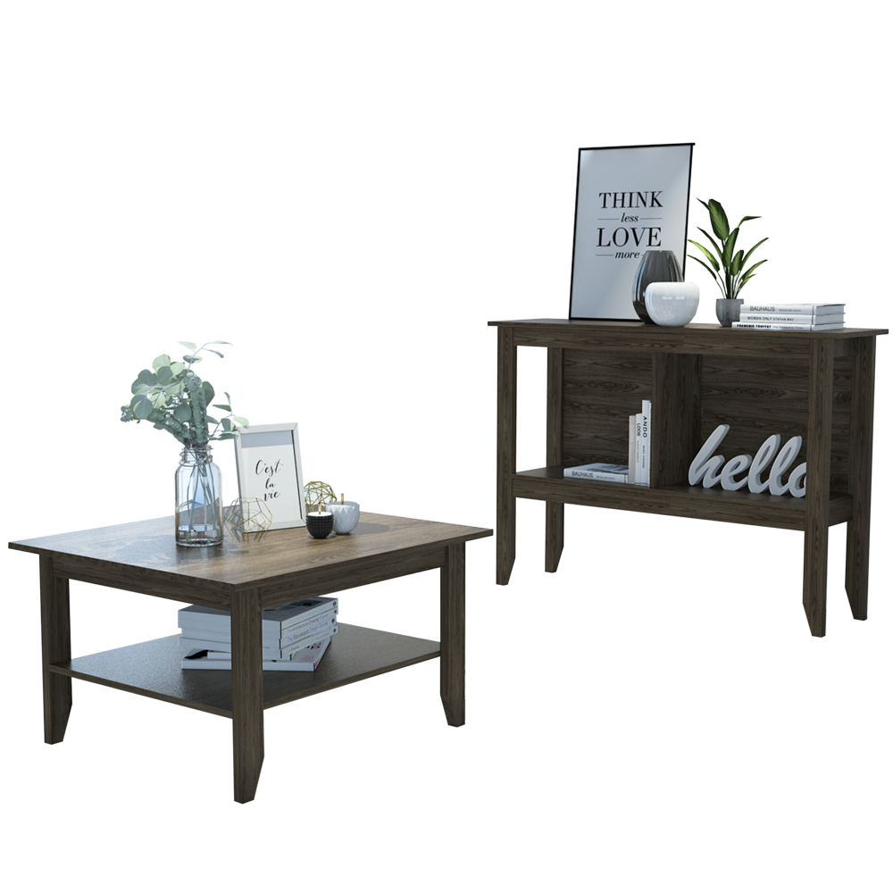 Mesa de Centro + Arrimo Essential Color Coñac Para Sala De Estar